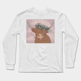 boho highland cow Long Sleeve T-Shirt